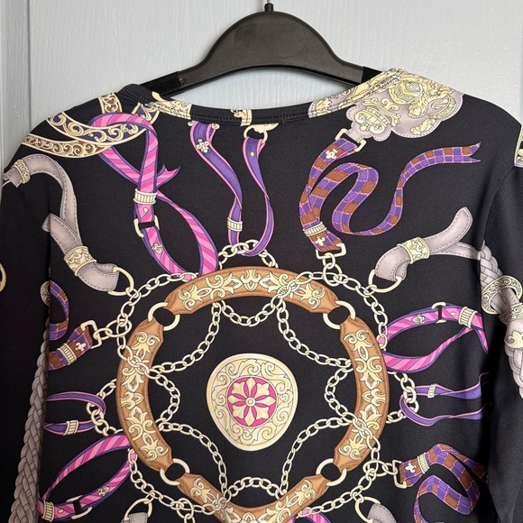 J. Mclaughlin Catalina Cloth Top Sz M Knit Signature Equestrian Print Classic - Picture 9 of 15